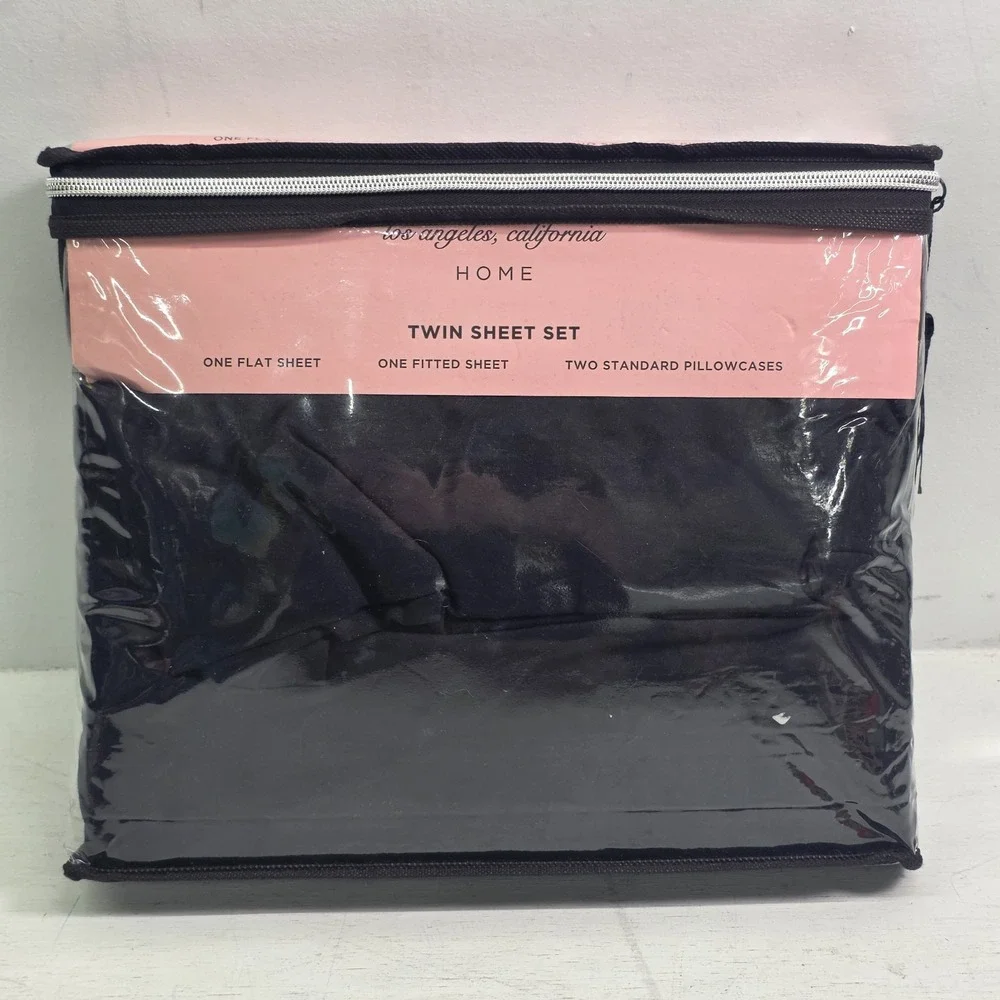 Juicy Couture Los Angeles California Home Bedroom Black Twin Sheet Set 4 Pc NOP